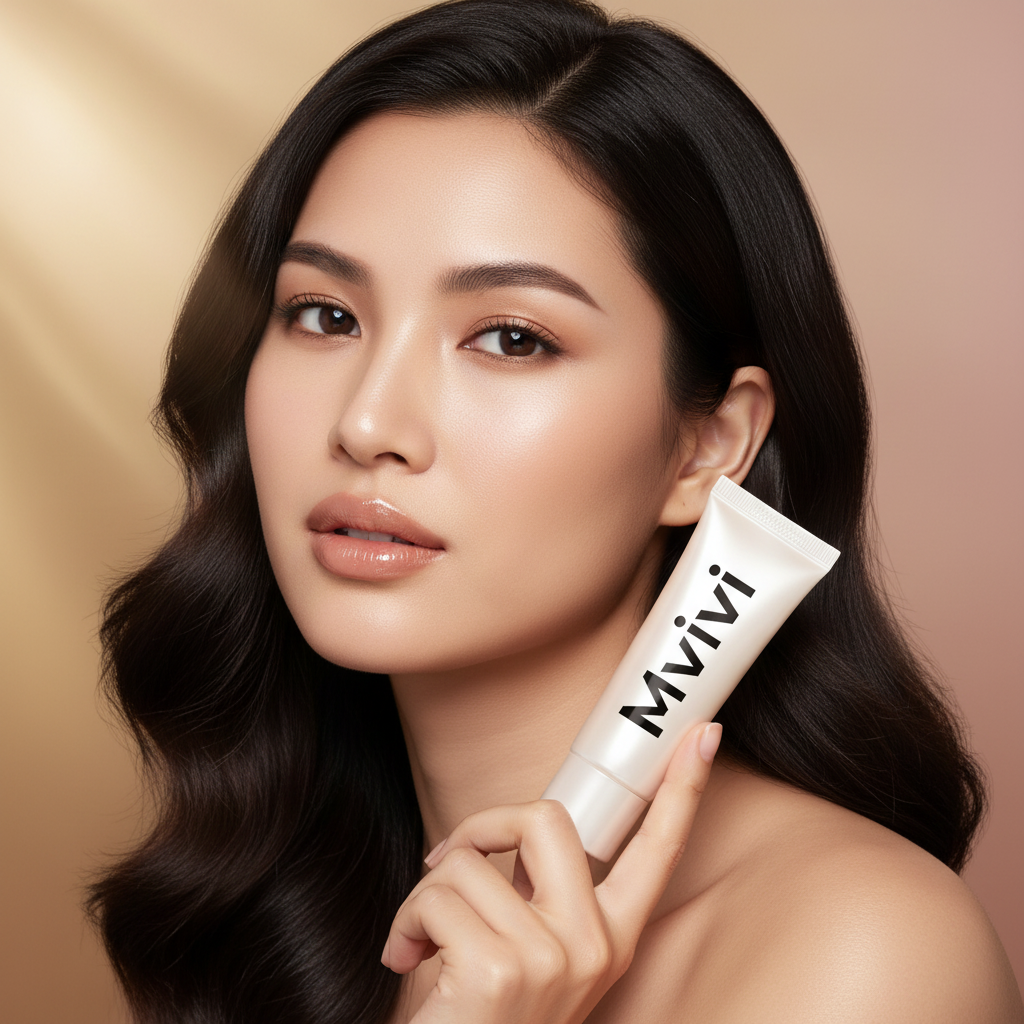 Beauty portrait with branded product